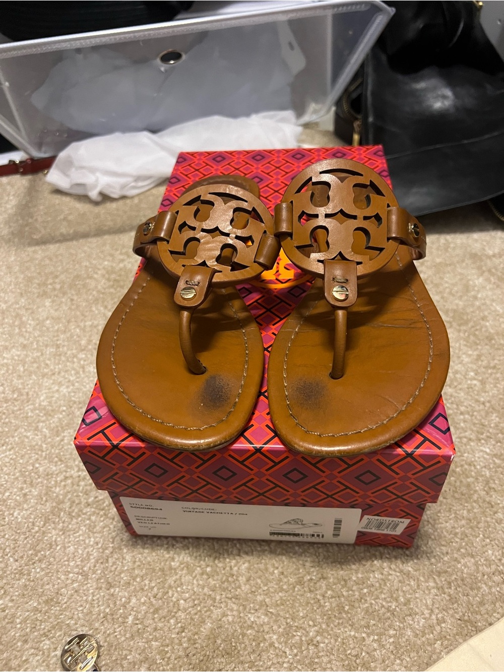 Tory Burch Vintage Vachetta Leather Flip-Flop Sandals in Brown - Picture 2 of 5